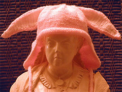 Little Pink Bunny Hat, 90% complete.