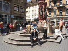 Alexey at the bunny fountain