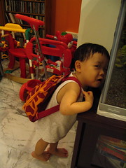 Isaac and his backpack