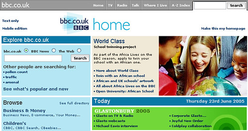 Glastonbury panel on the BBC homepage